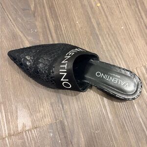 Valentino Black Textured Mules